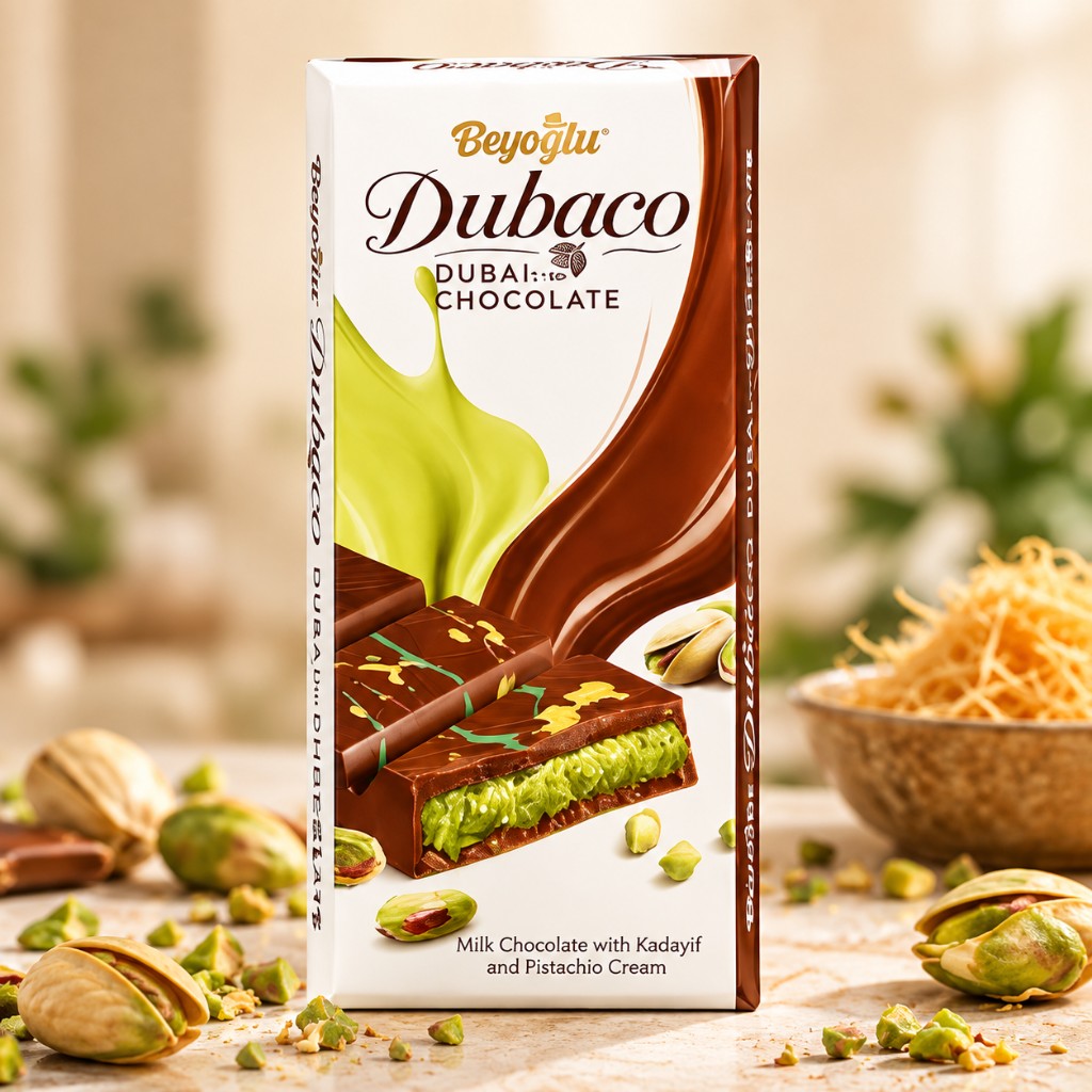 Дубайский молочный шоколад Dubaco с фисташкой, 200 г