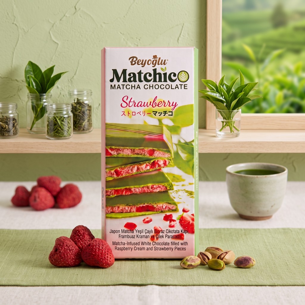 Шоколад Beyoglu Matchico с матча и клубникой, 95 г
