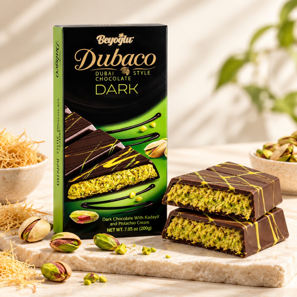 Дубайский тёмный шоколад Dubaco с фисташкой, 200 г