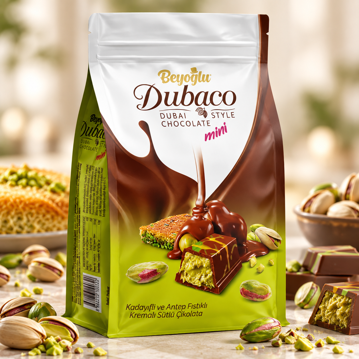 Ciocolată Dubai Dubaco Mini cu fistic, 200 g