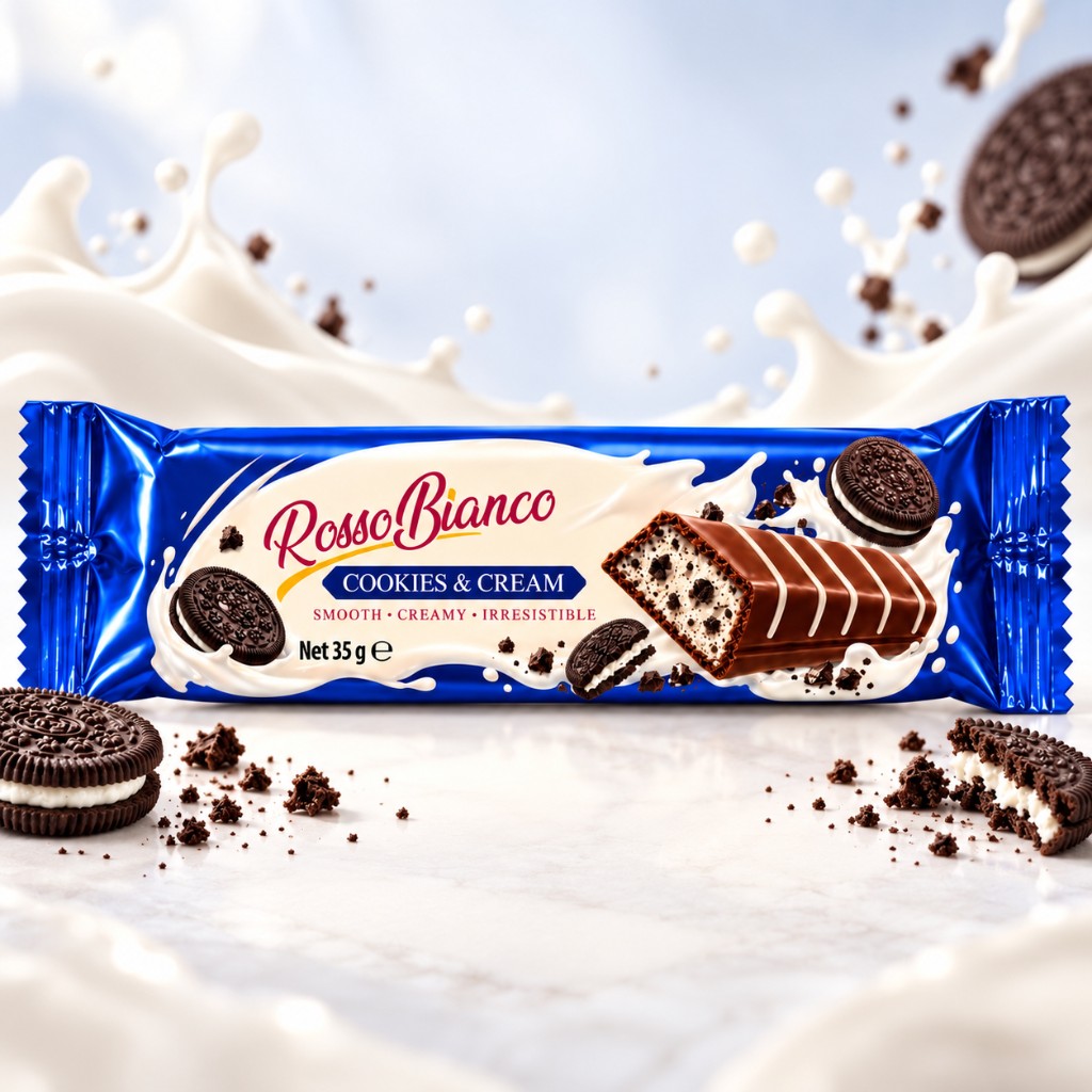 Батончик Rosso Bianco Cookies & Cream с печеньем, 35 г