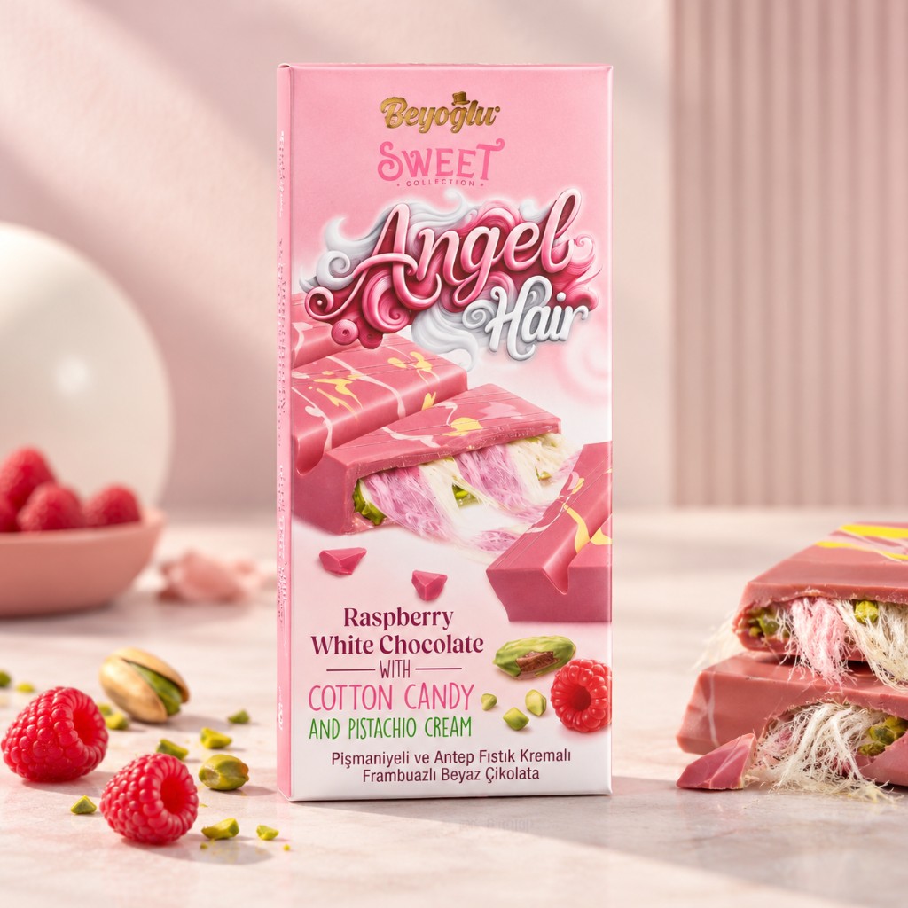 Белый шоколад Beyoglu Angel Hair с малиной, 170 г