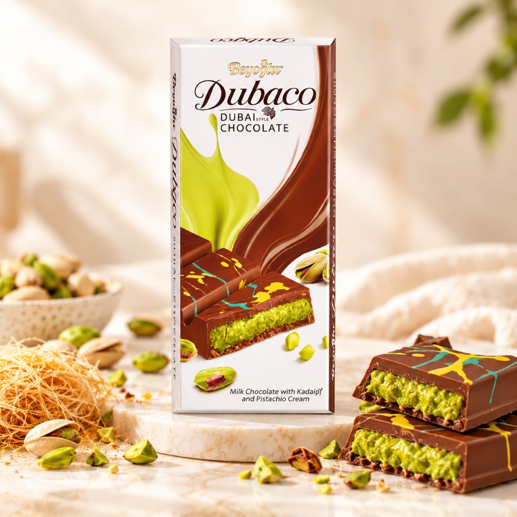 Дубайский молочный шоколад Dubaco с фисташкой, 95 г